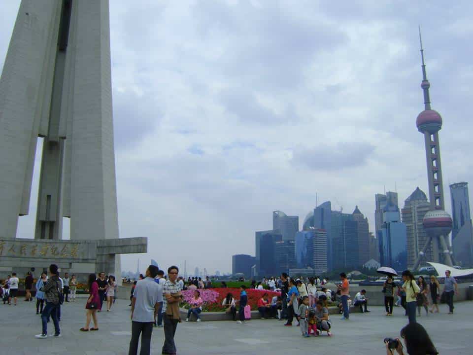 La gran marea roja del 1 de octubre en Shanghai en 2015