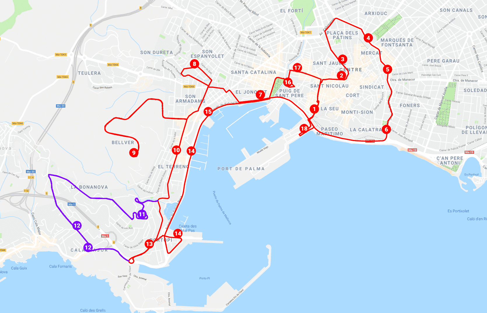 ¿Cómo llegar a El Terreno en Palma De Mallorca en Autobús, Metro o Tren?