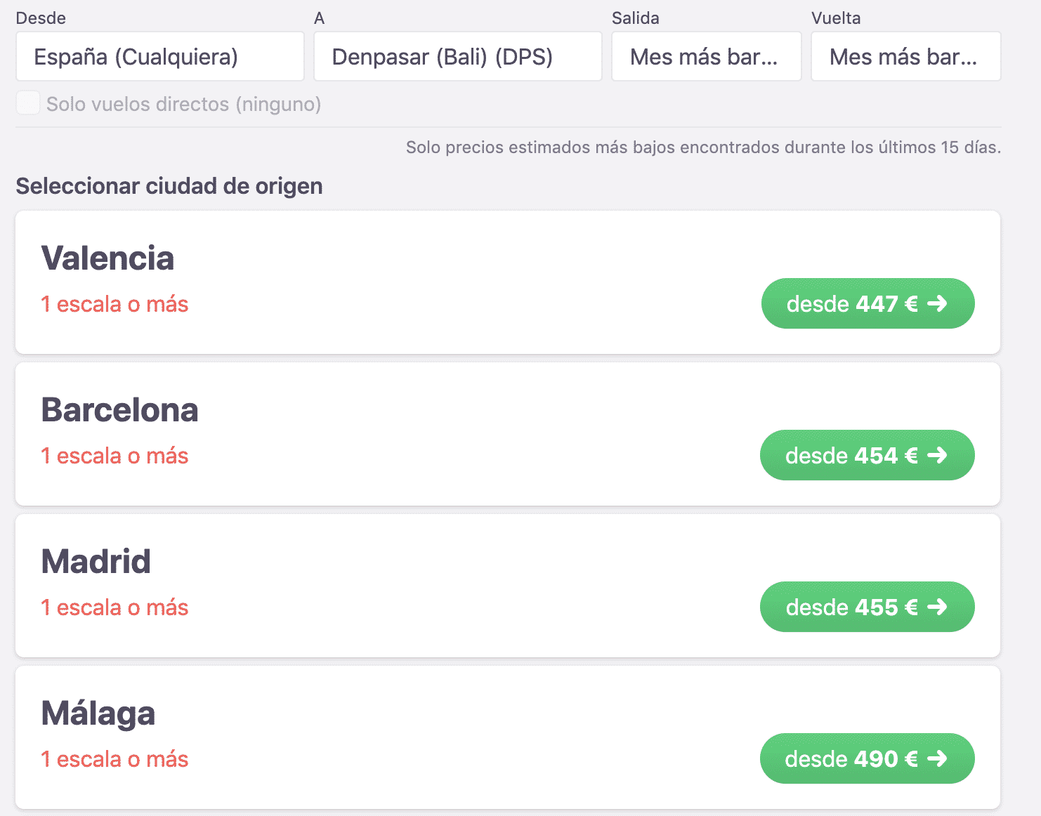 Vuelos baratos a Bali desde España. 