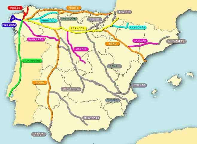 Mapa Caminos de Santiago