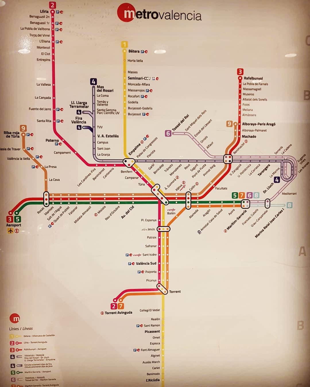 Mapa del metro de Valencia