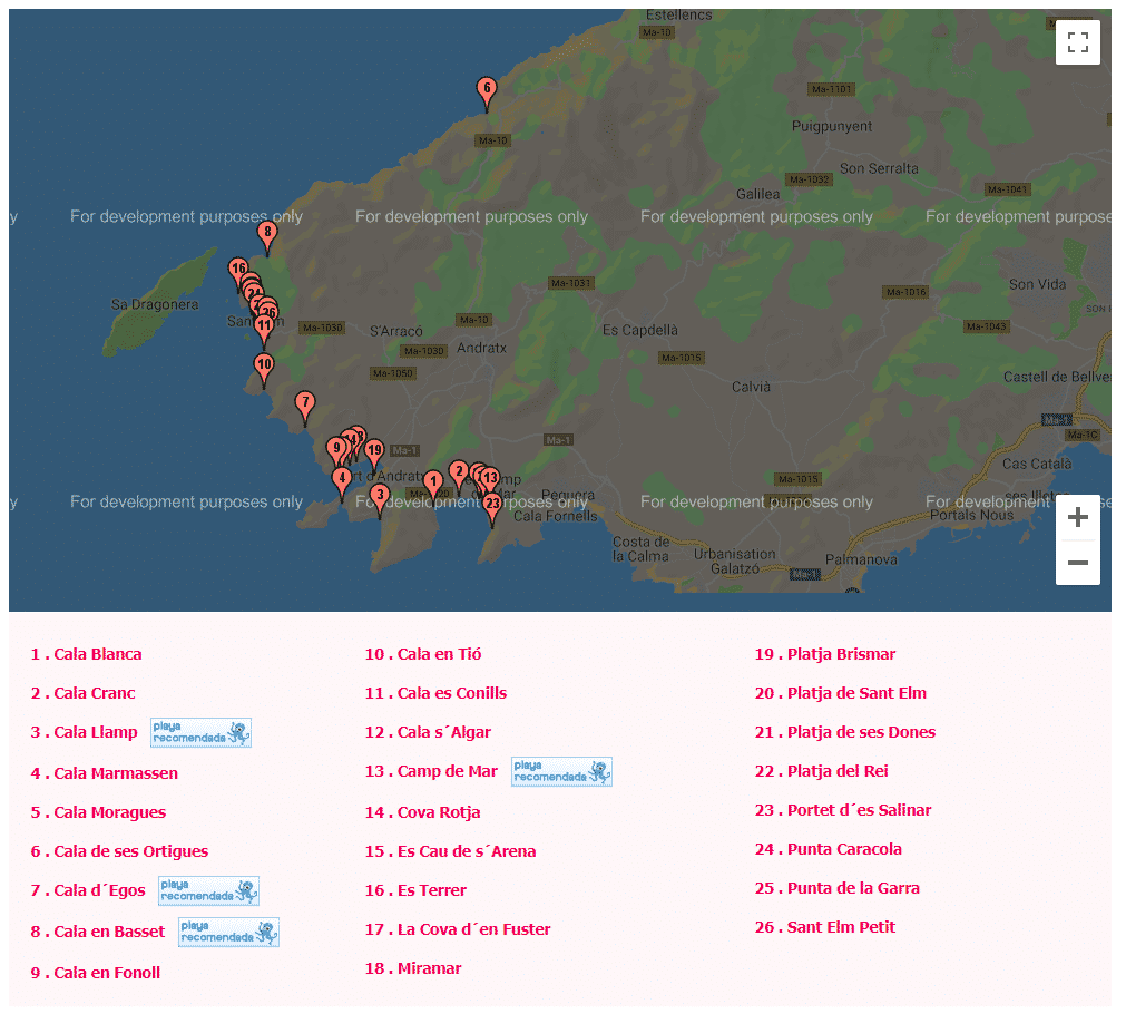 mapa de las calas de mallorca andratx