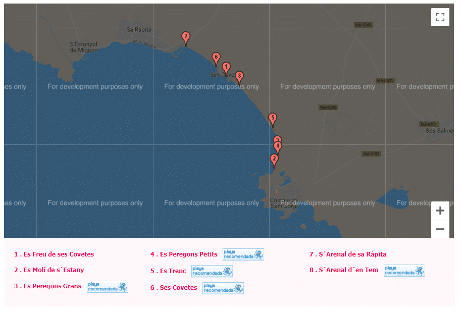 mapa de las calas de mallorca campos