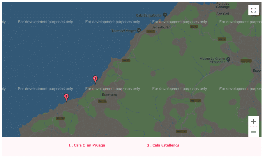 mapa de las calas de mallorca estellencs