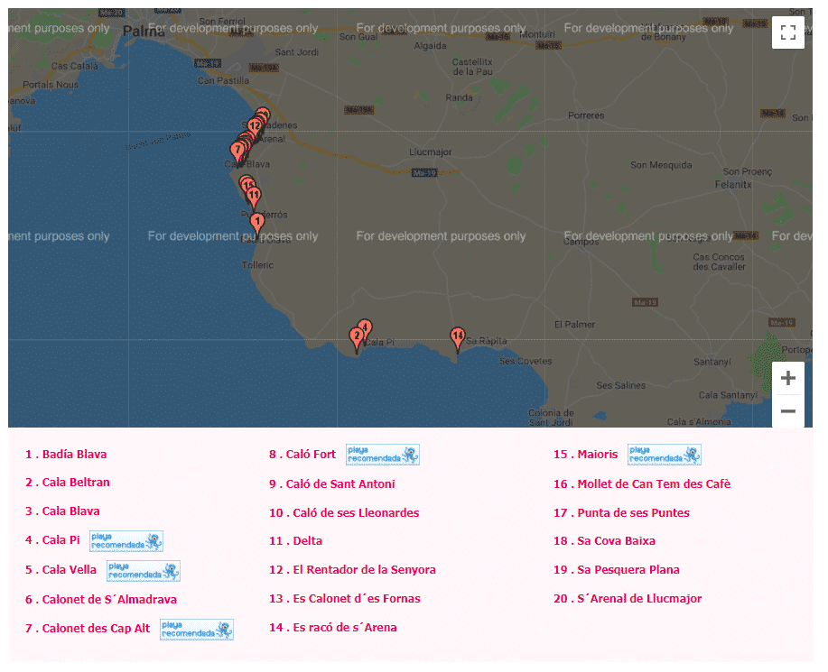 mapa de las calas de mallorca llucmajor