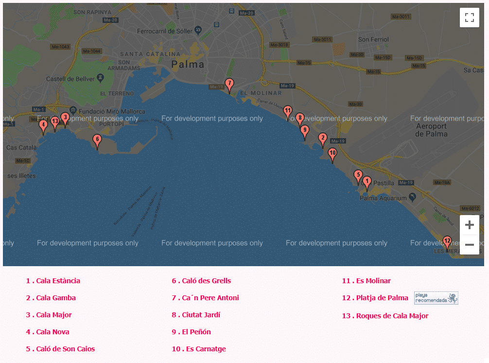 mapa de las calas de mallorca palma de mallorca