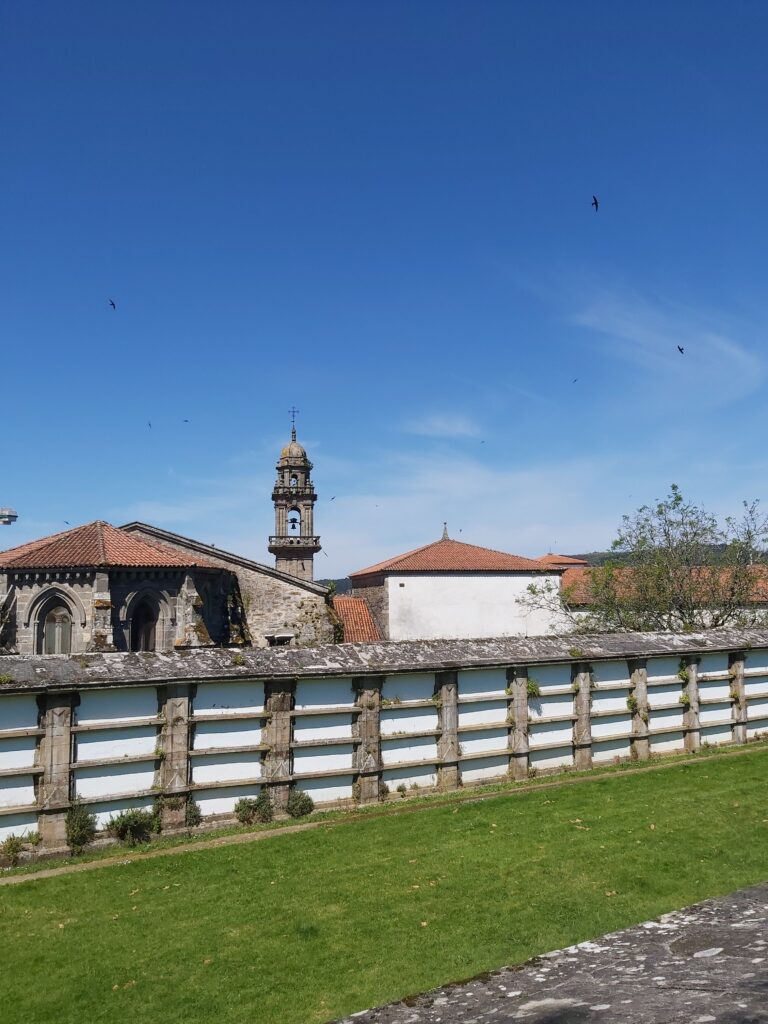 Tapias del antiguo cementerio de Bonaval e Iglesia de San Domingos de Bonaval vistas desde la parte alta del Parque de Bonaval