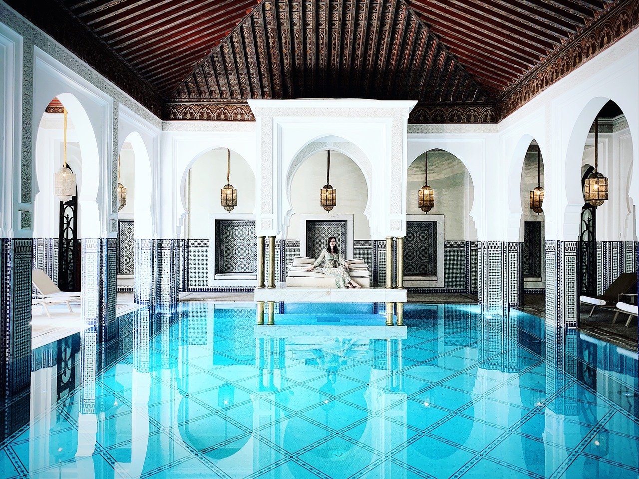 interior de un hammam en Marrakech
